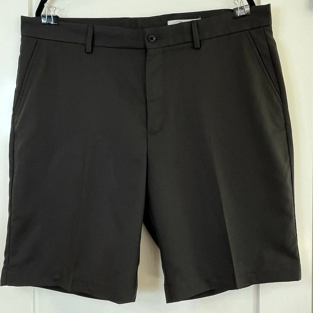 Greg Norman Everbest Shorts Mens‎ 38 Gray Mini Grid Checkered Stretch Golf Chino